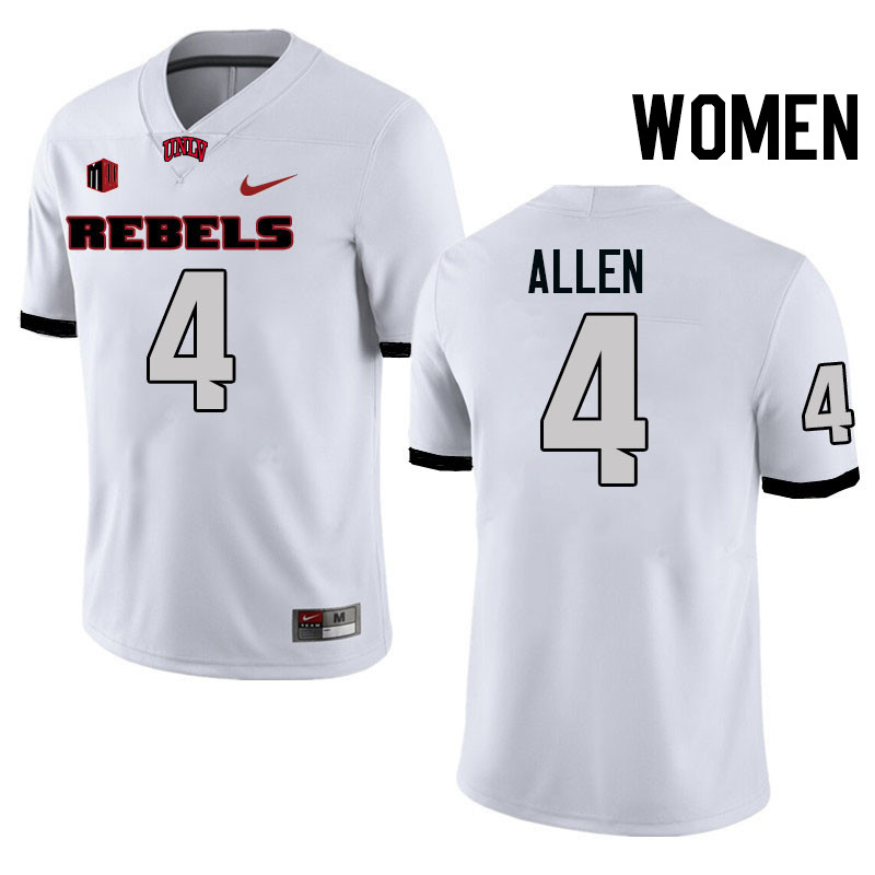 Women #4 Michael Allen UNLV Rebels College Football Jerseys Stitched-White